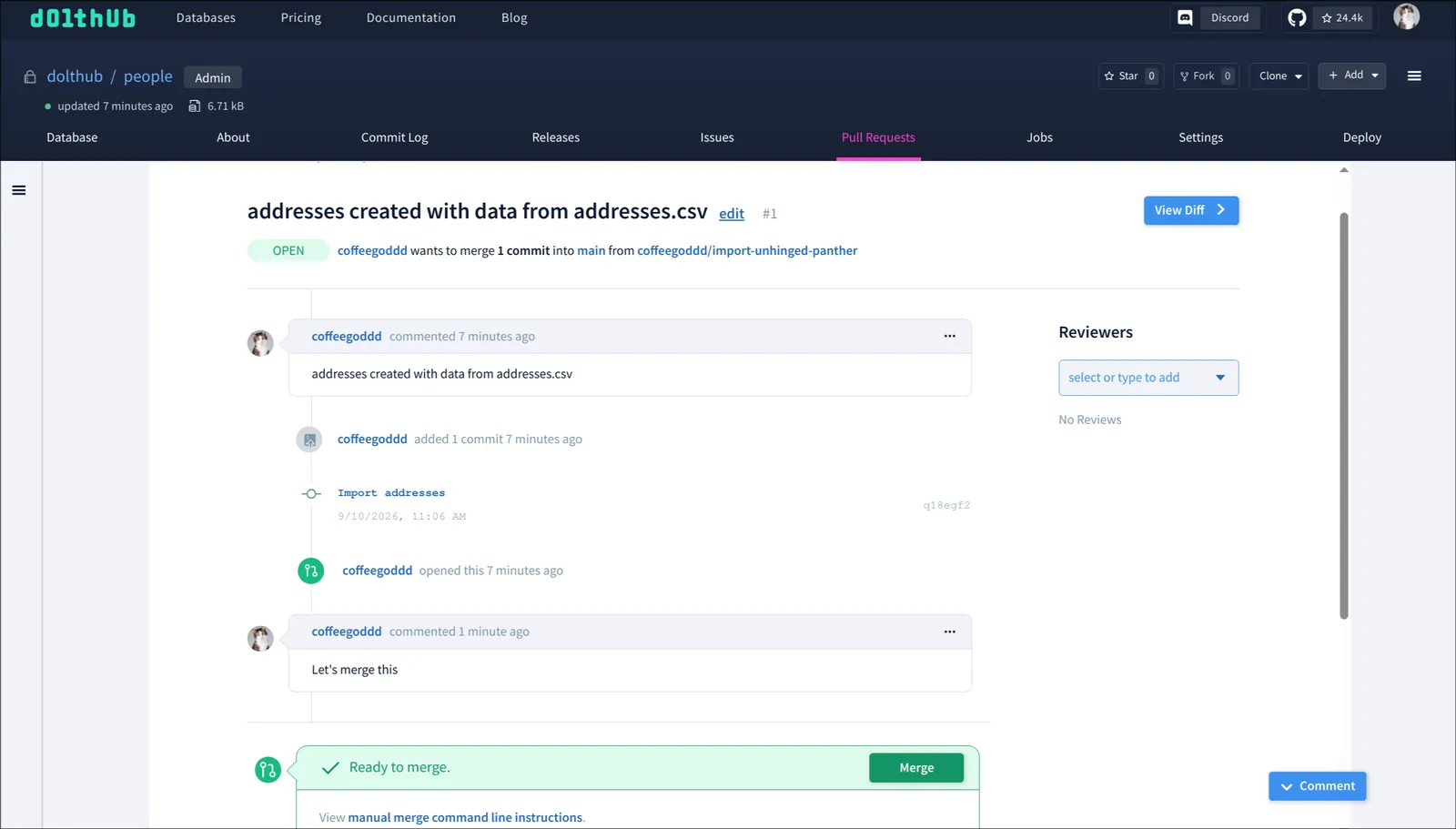 Browse PR view