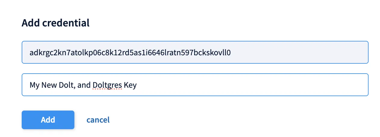 DoltHub Credentials Page