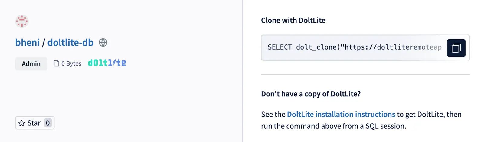 DoltHub DoltLite List Item