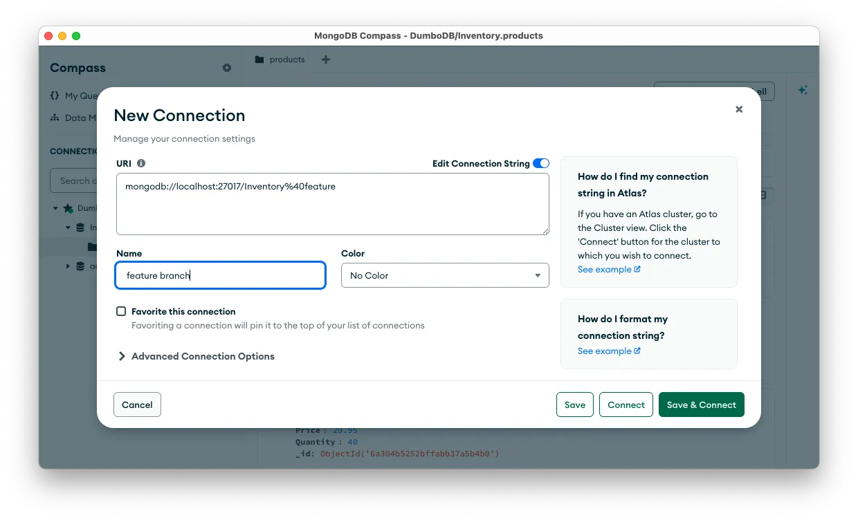 Connect to a specific branch