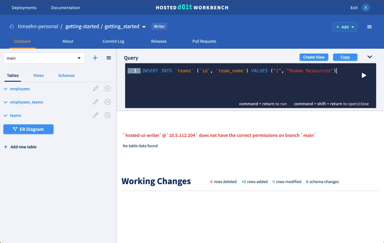 Add team on main error