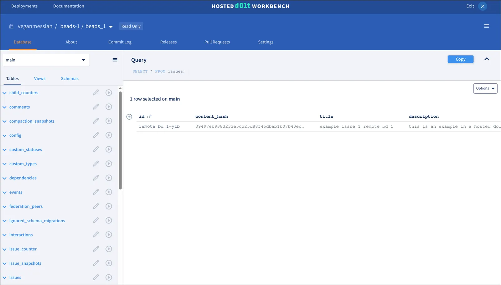 Hosted Dolt Workbench